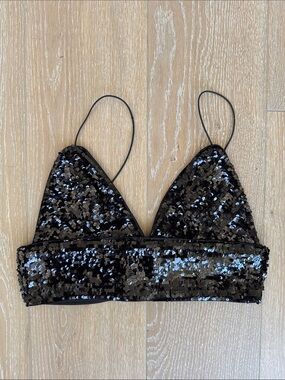 Forever 21 Black Sequin Bralette Top. Size Medium.